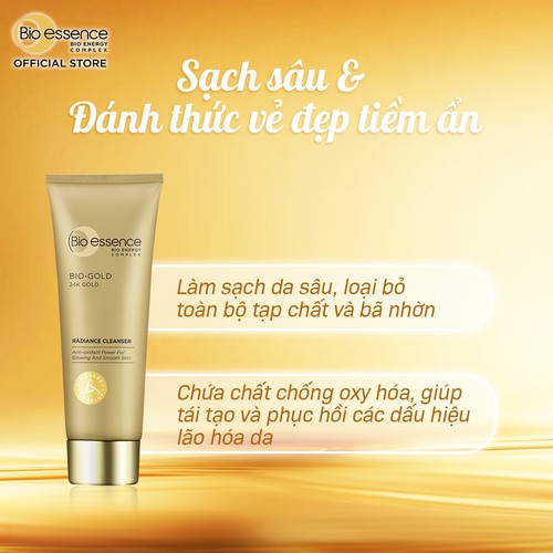 [Giao Ngay Lập Tức] Sữa Rửa Mặt Ban Ngày Bio-Essence Bio Gold 24K Gold Radiance Cleanser 100gr