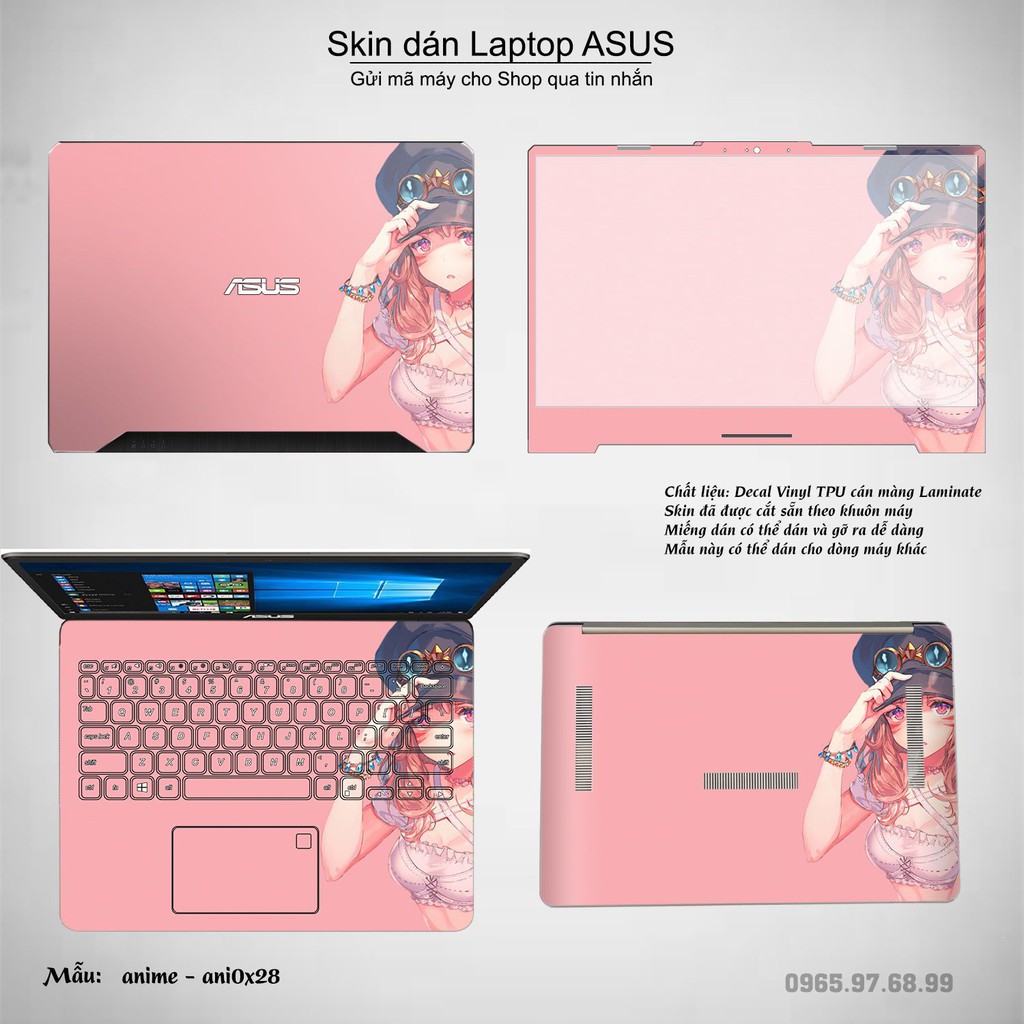 Skin dán Laptop Asus in hình Anime image (inbox mã máy cho Shop)