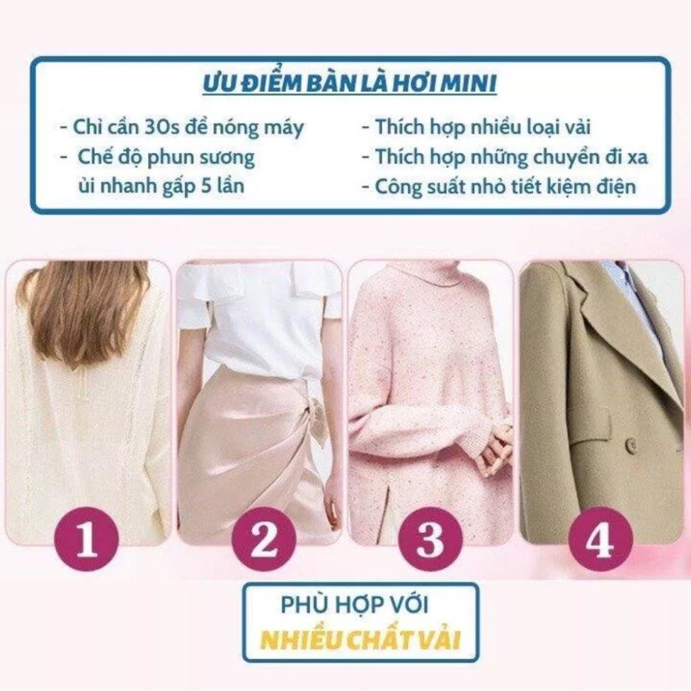 Bàn ủi mini du lịch, bàn là hơi nước cầm tay 33w nhỏ gọn tiện dụng, dễ dàng mang đi, bảo hành 12 tháng