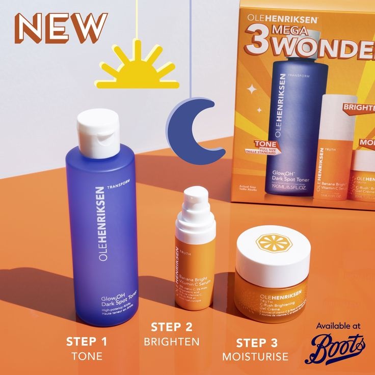 HOT - Fullset  OLEHENRIKSEN  Bộ dưỡng sáng da mờ thâm Glow Bright Now Set / Mini 3 Mega Wonders