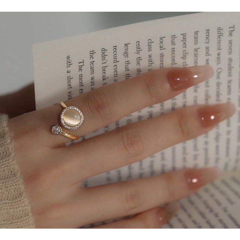 Nhẫn Hở Đính Đá Opal Chuyển Đổi Sang Trọng Cá Tính Hợp Thời Trang Cho Nữ