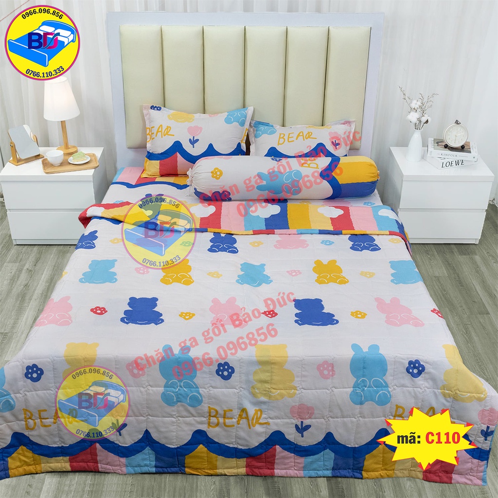 Bộ chăn ga gối sét hè 5 món chăn hè trần bông cao cấp