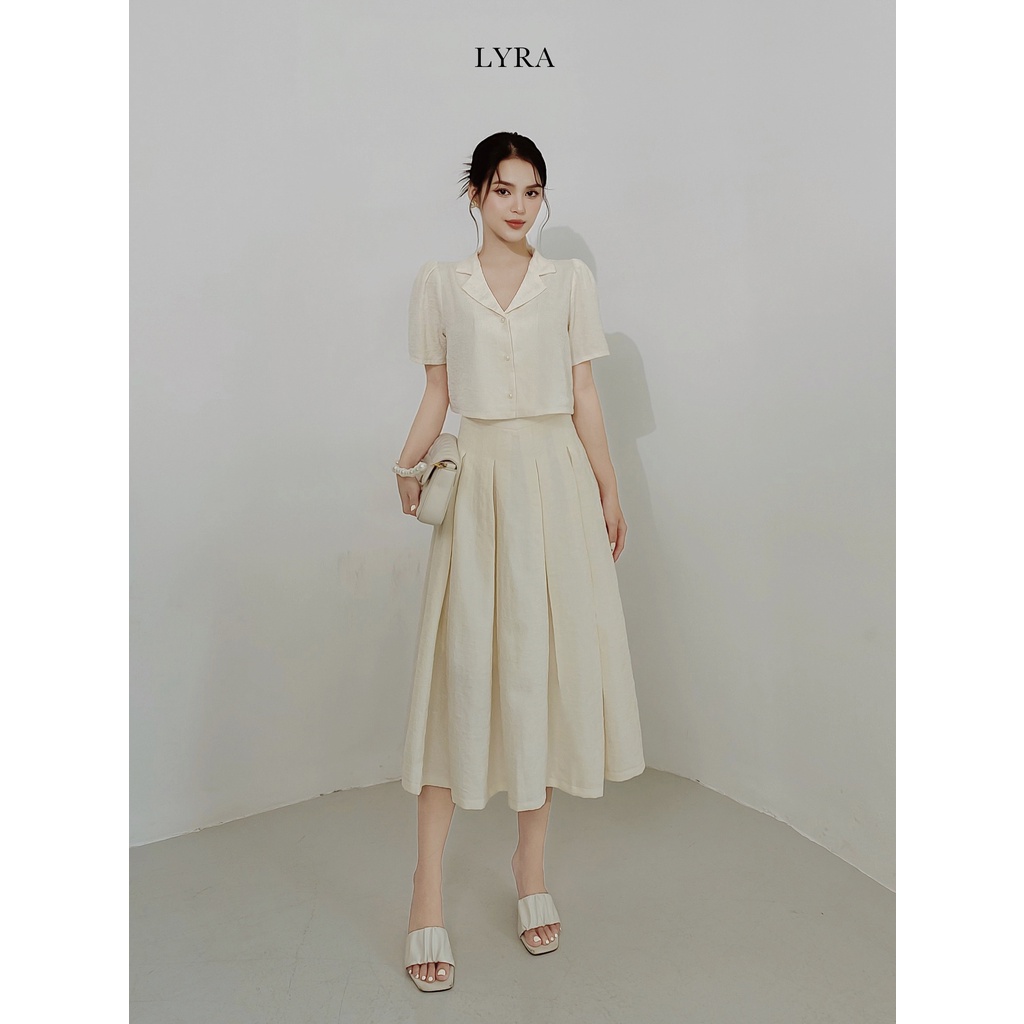 Set áo croptop cổ 2 ve kèm chân váy dài LYRA design, chất liệu mềm cao cấp tôn dáng thanh lịch-LWTSE049