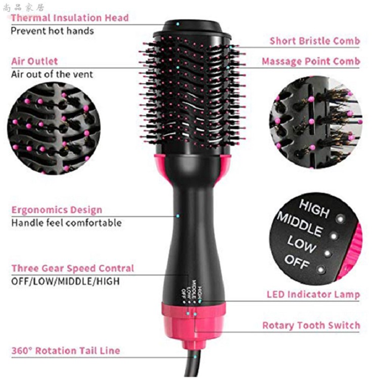 Lược Điện, Lược Sấy Tóc Tạo Kiểu Đa Năng 3 in1 Tại Nhà Chuẩn Salon ONE STEP Máy Cao Cấp