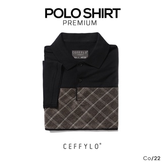 Áo Polo Cộc Tay Ngực Phối Kẻ Nâu, Vải Cotton Mềm Mịn, Thấm Hút Mồ Hôi - CEFFYLO