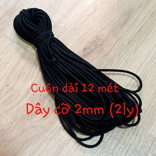 [HCM]Một Cuộn Thun Khuy Tròn Lớn Màu Đen 2mm - Dài 12mm (Thun Chỉ Lớn) Dùng Cho May Vá và Trang Trí