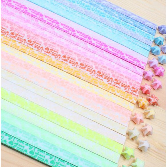 Set 30 tờ giấy gấp sao origami phát sáng trong bóng tối trang trí nội thất