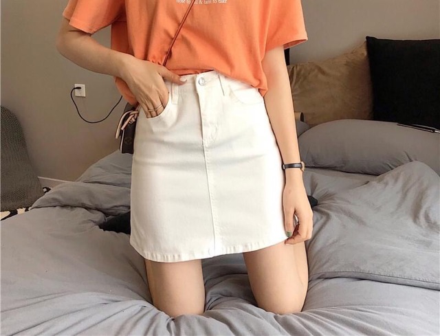 Chân váy jean trắng TINGOAN dáng A | BigBuy360 - bigbuy360.vn