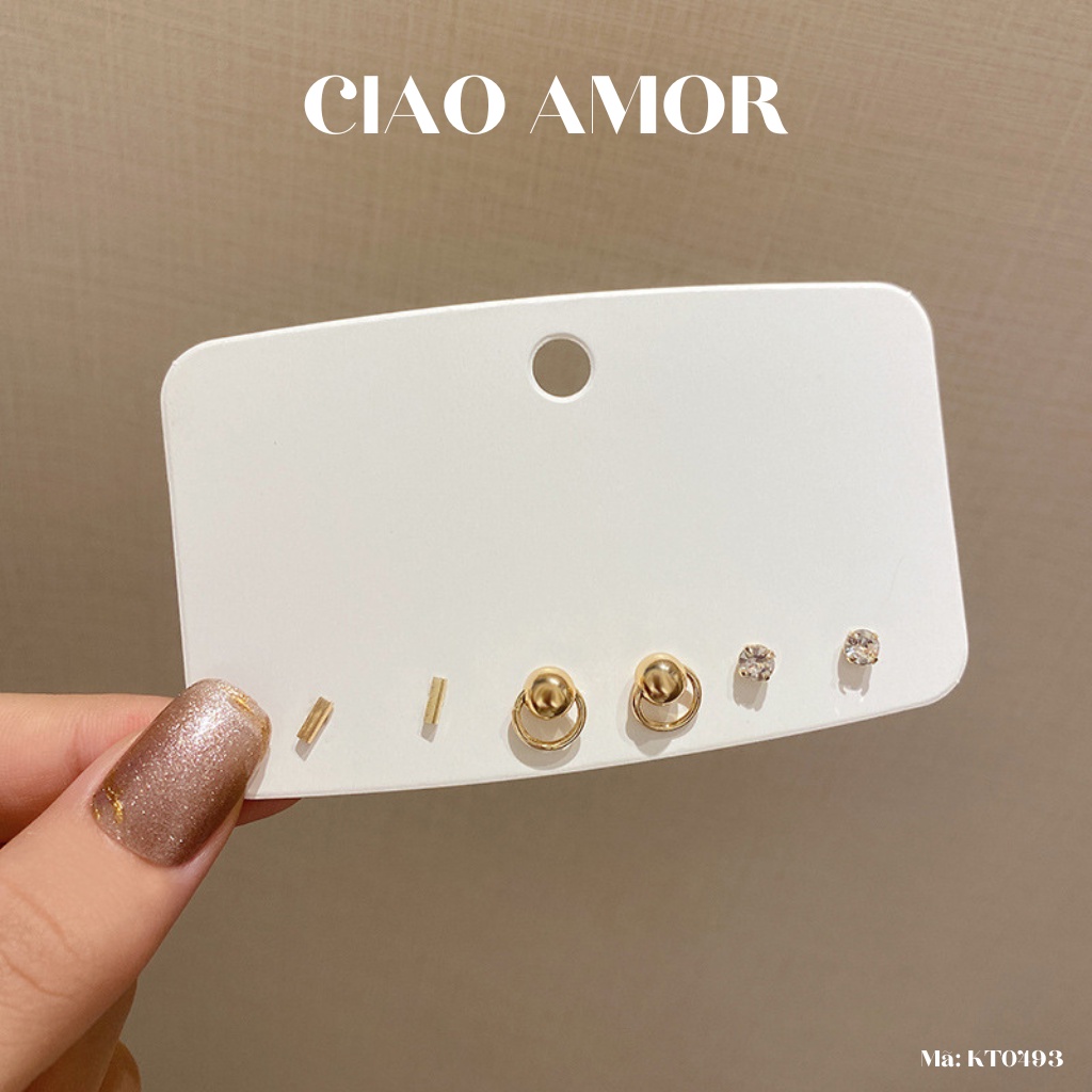 Set khuyên tai nụ vòng S01 đơn giản basic Trang sức Ciao Amor - KT0493