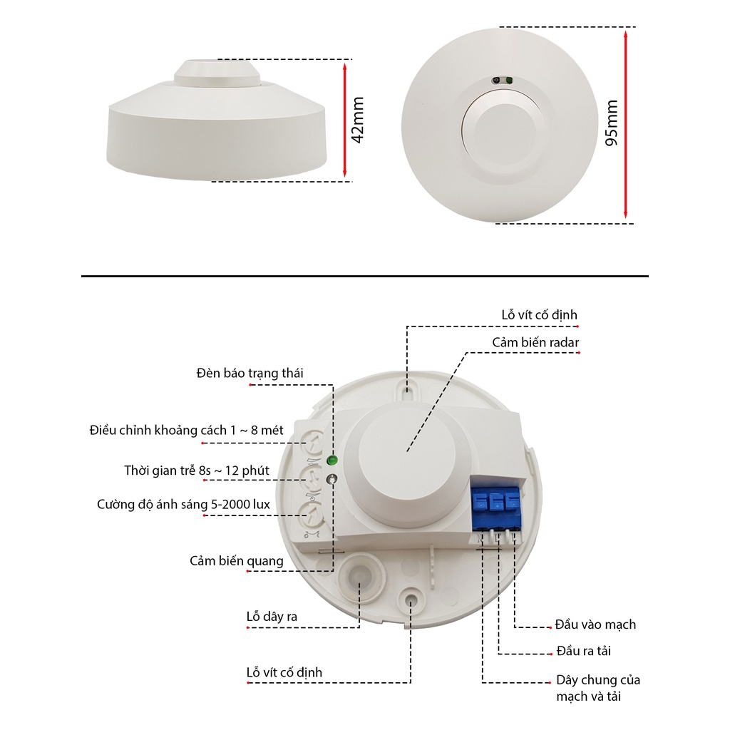 Công tắc ảm ứng chuyển động radar vi sóng SK-700 220VAC