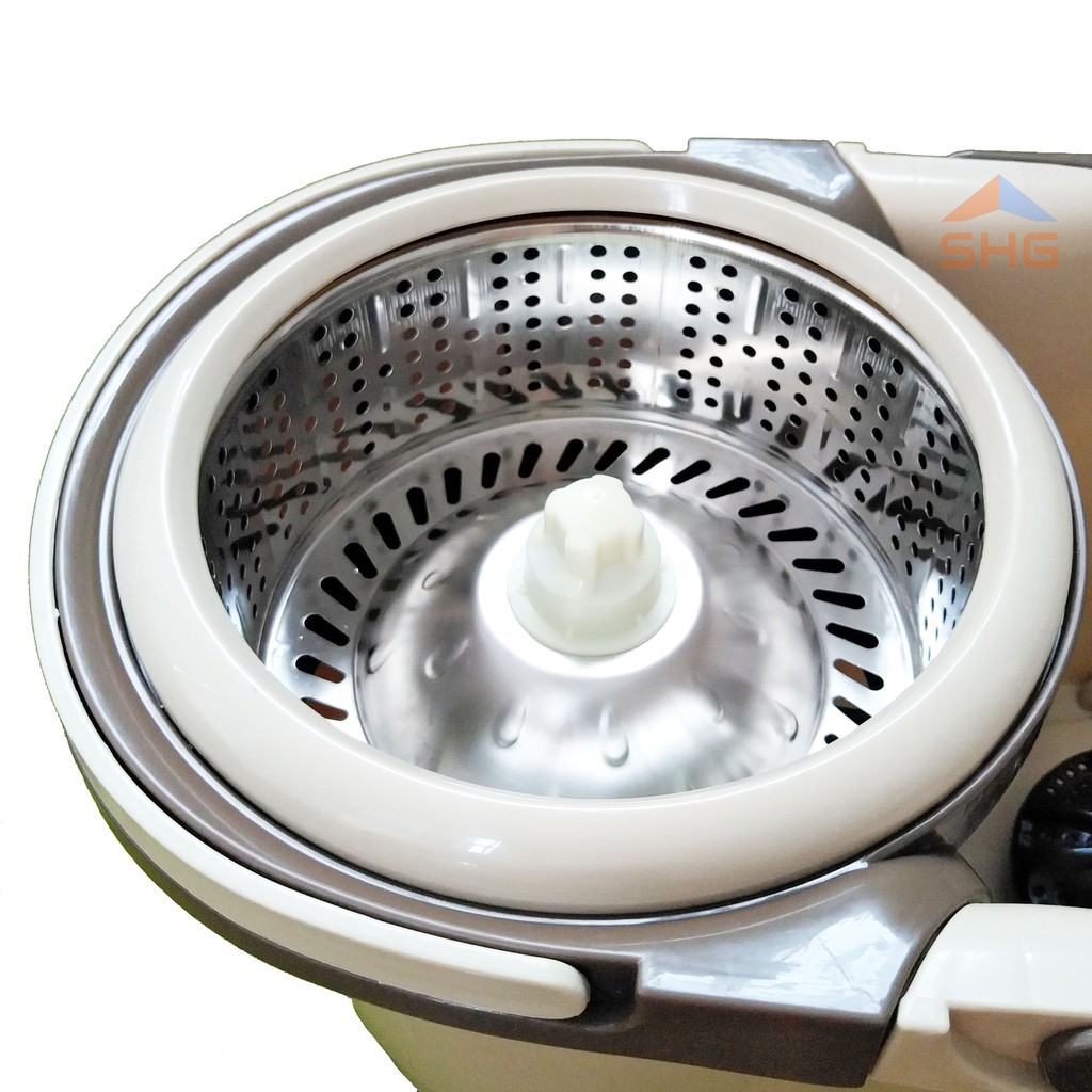 BỘ LAU NHÀ 360 ĐỘ, LỒNG  VẮT RỜI DỄ VỆ SINH, 100% INOX, HAI BÔNG LAU