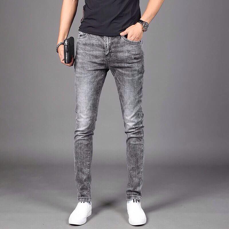 QUẦN JEAN NAM DÁNG SLIMFIT THỜI TRANG MÀU XÁM LÔNG CHUỘT TRẺ TRUNG CHẤT JEAN COTTON CO GIẢN NHẸ