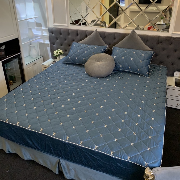 Bộ ga gối trần bông cotton lụa 40s trơn màu, ga chun đủ size nệm cao Dreamhome