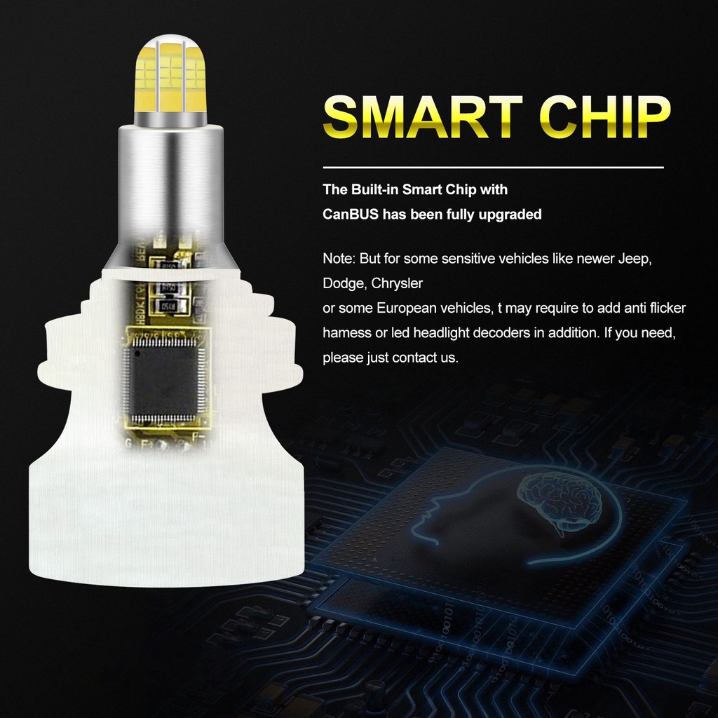 Set 2 đèn pha bóng LED H11 24 CSP 8 mặt 360 độ 120W 18000LM 6500K H8 H9 cho xe hơi