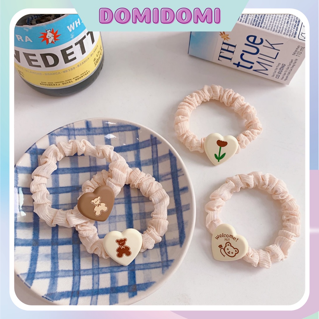 Dây cột tóc hình trái tim cute Đô Mi