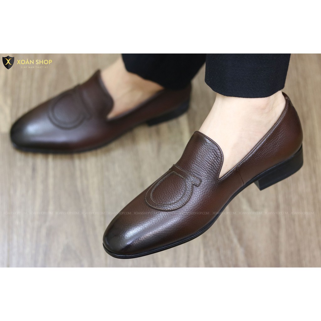 Giày Da nam cực chất xả kho giá gốc mã - giày lười nam DA BÒ CAO CẤP-BẢO HÀNH 12 THÁNG