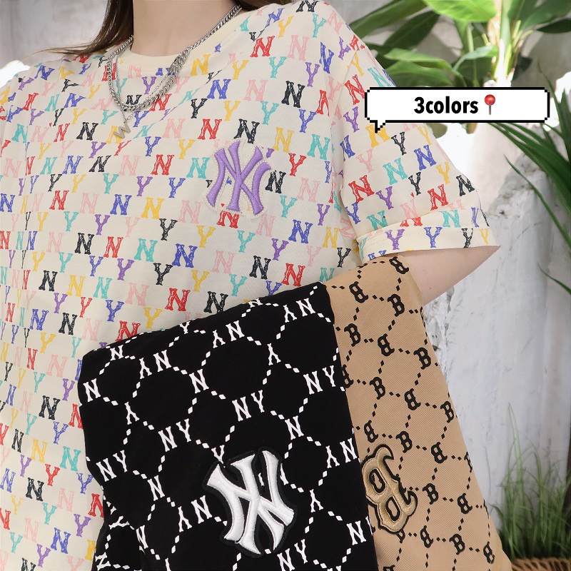 Đầm Cotton Ngắn Tay Thêu Logo MLB NY Nhiều Màu Sắc Chất Lượng Cao Cho Nữ