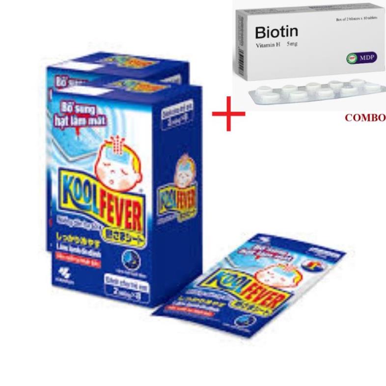Combo Biotin 5mg+ DÁN HẠ SỐT KOOLFEVER BỔ SUNG HẠT LÀM MÁT Hộp 8 bịch( 16 miếng)
