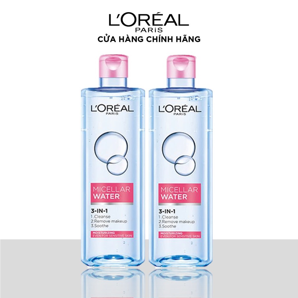 Bộ 2 nước tẩy trang dưỡng ẩm mượt da 3-in-1 L'Oreal Paris Micellar Water | BigBuy360 - bigbuy360.vn