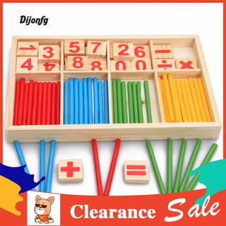 ♧Di Counting Sticks Wooden Building Block Montessori Mathematical Kids Education Toy