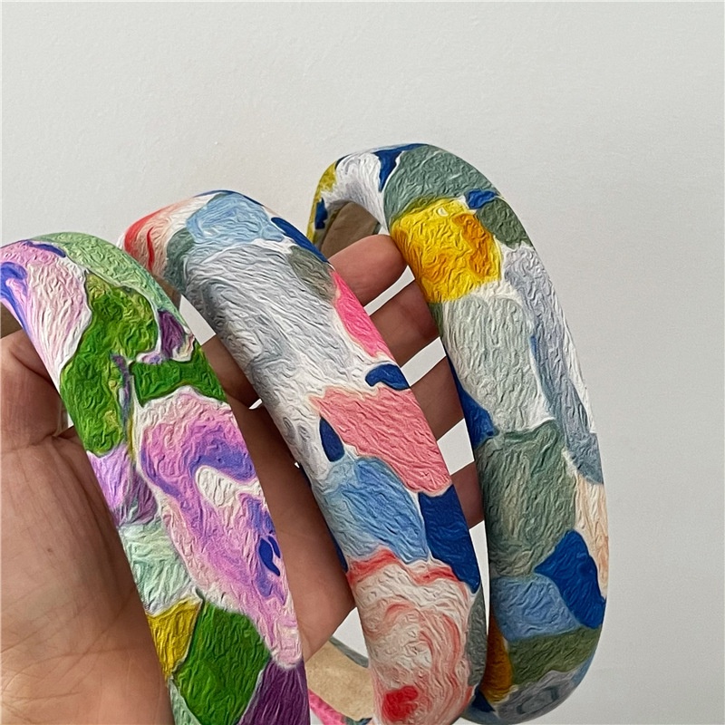 Băng đô vải hoa văn sơn dầu màu nổi