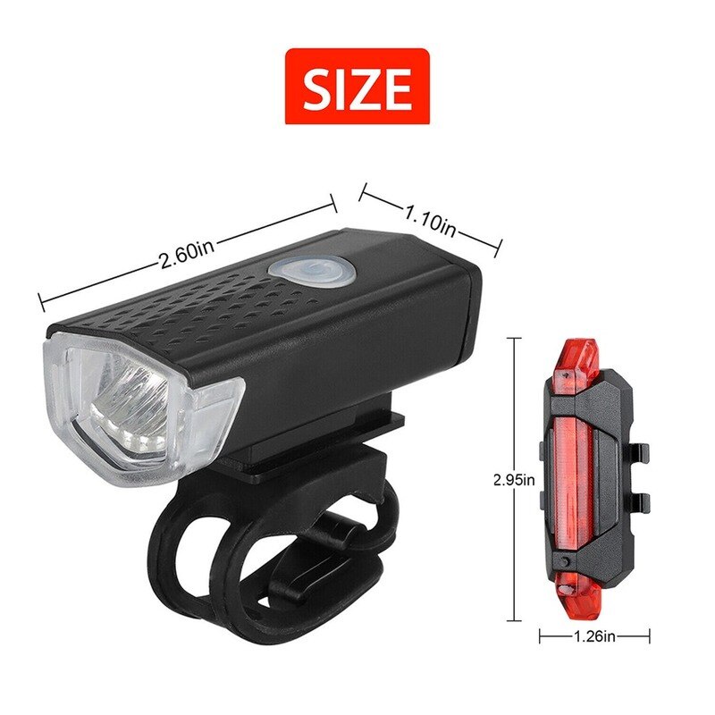 Bộ Đèn Pha LED Sạc USB Gắn Phía Trước Và Sau Lưng Dành Cho Xe Đạp MTB