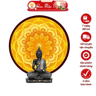 Đèn hào quang mandala in tranh trúc chỉ chân thiện mỹ, trang trí bàn thờ phật, treo phòng thờ tc-hq-75