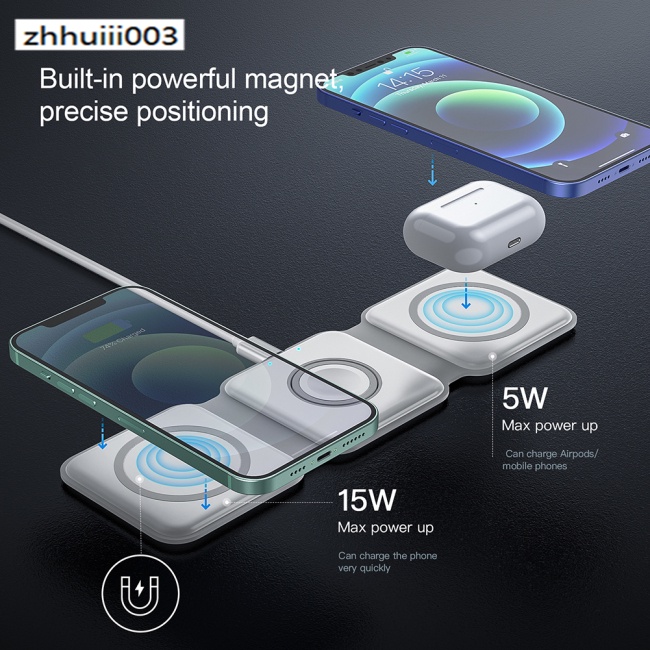 Đế Sạc Không Dây Zhiyun 3 Trong 1 Đa Năng Có Thể Gấp Gọn Cho Đồng Hồ Đeo Tay
