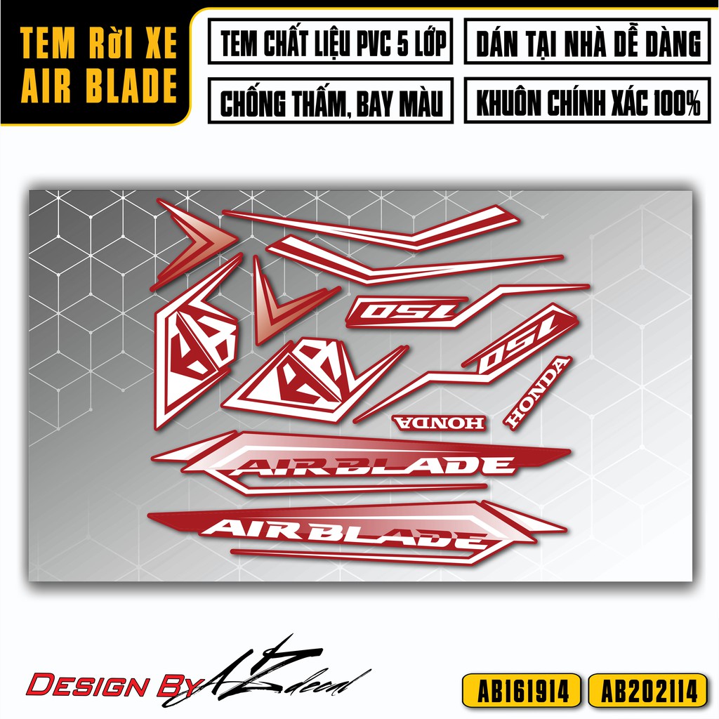 Tem Airblade Mẫu Logo AB Cách Điệu | AB14 | Chất Liệu Decal PVC Cao Cấp Chống Nước, Chống Bay Màu