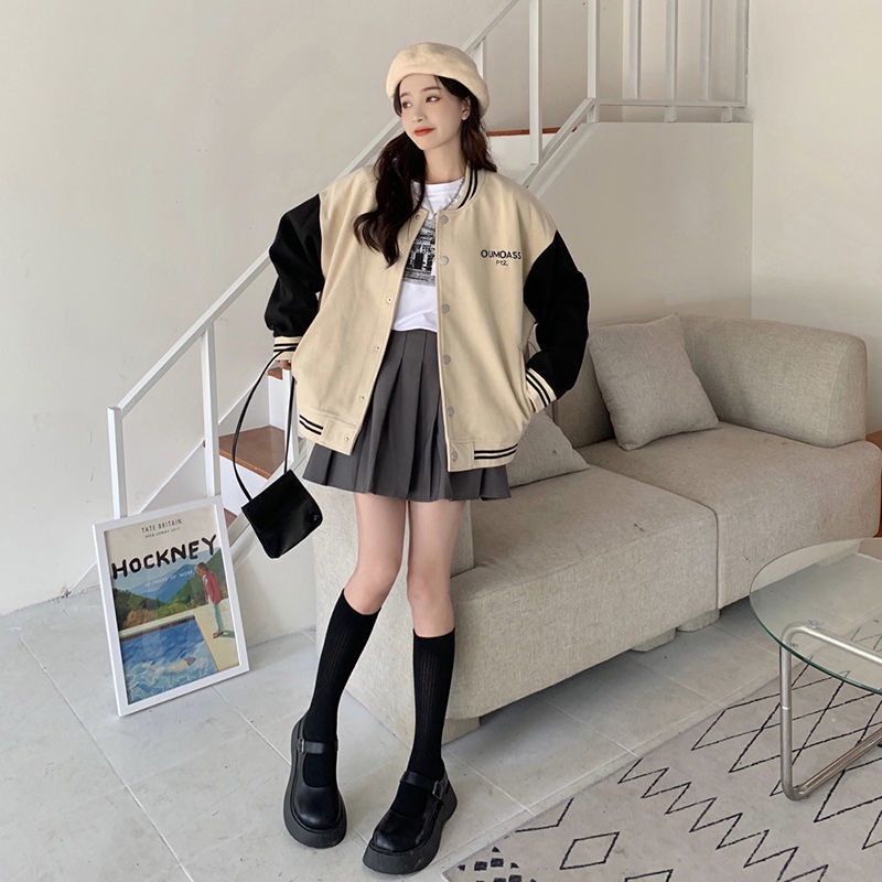 COZOK Áo khoác bóng chày tay dài thời trang