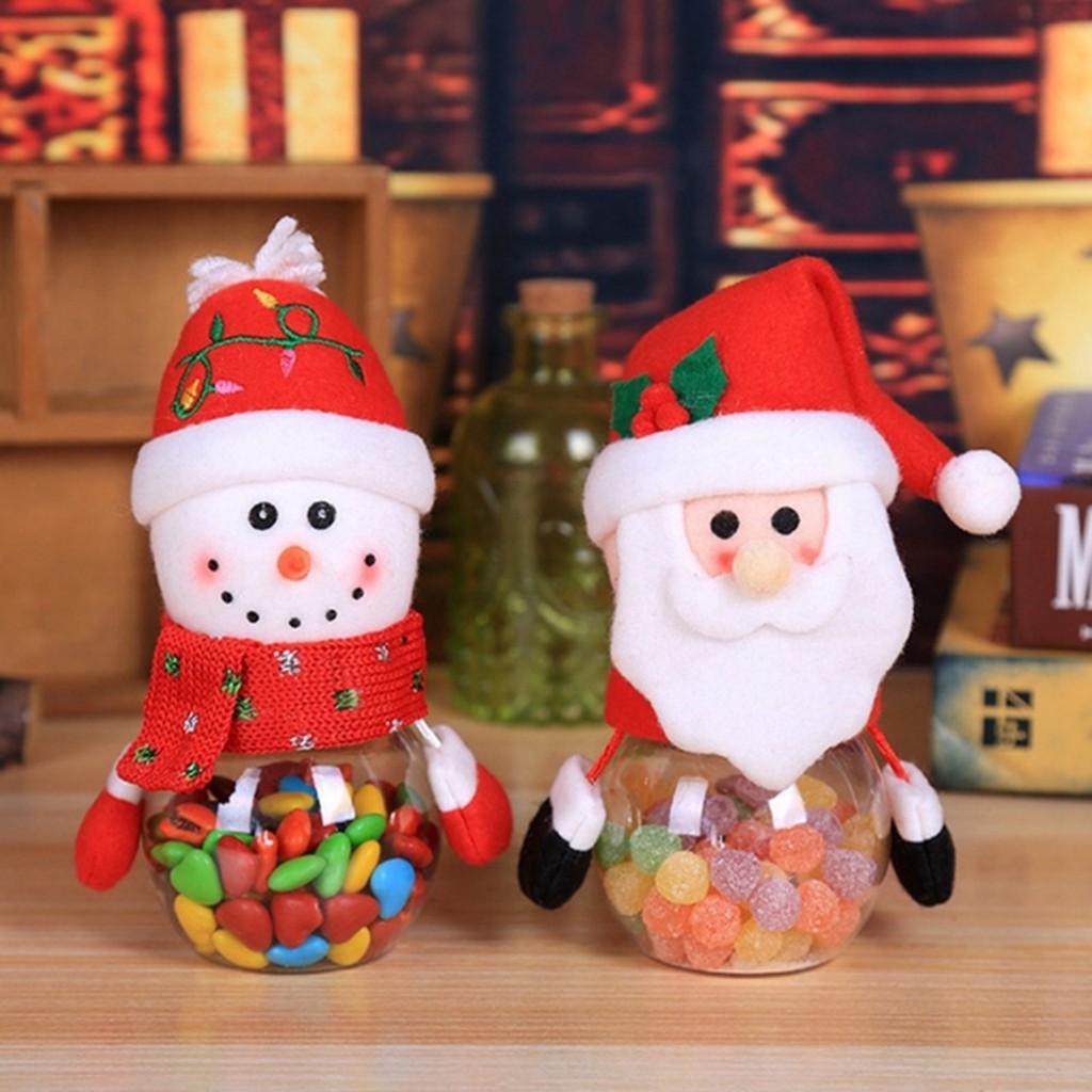 Hộp nhựa trong suốt đựng kẹo hình Giáng Sinh ngộ nghĩnh 7 x 17cm