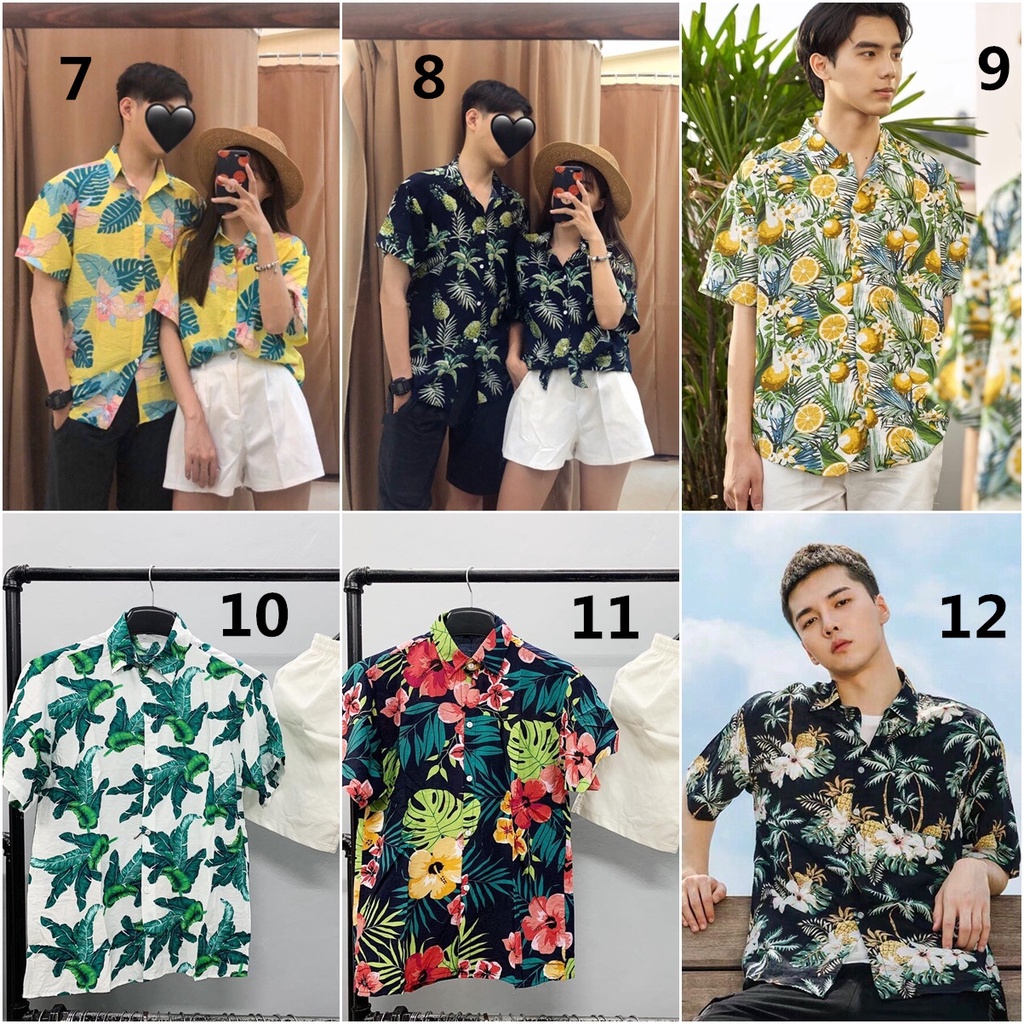 ÁO HOA LÁ QUẢ ĐI BIỂN CHẤT ĐŨI THÁI MỀM MÁT - ÁO SƠ MI UNISEX FORM RỘNG ĐỦ SIZE