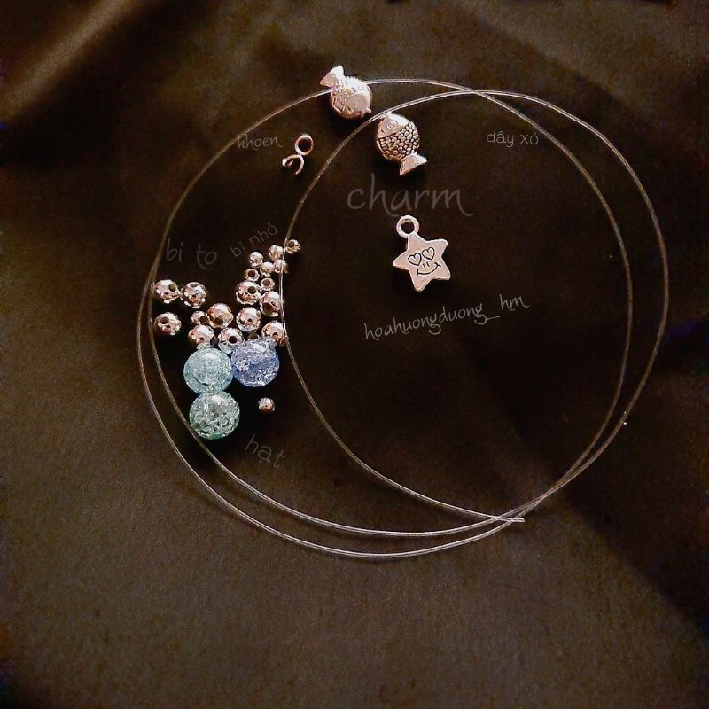 SET NGUYÊN LIỆU HANDMADE DIY làm một chiếc vòng tay xanh bọt tuyết ngôi sao may mắn