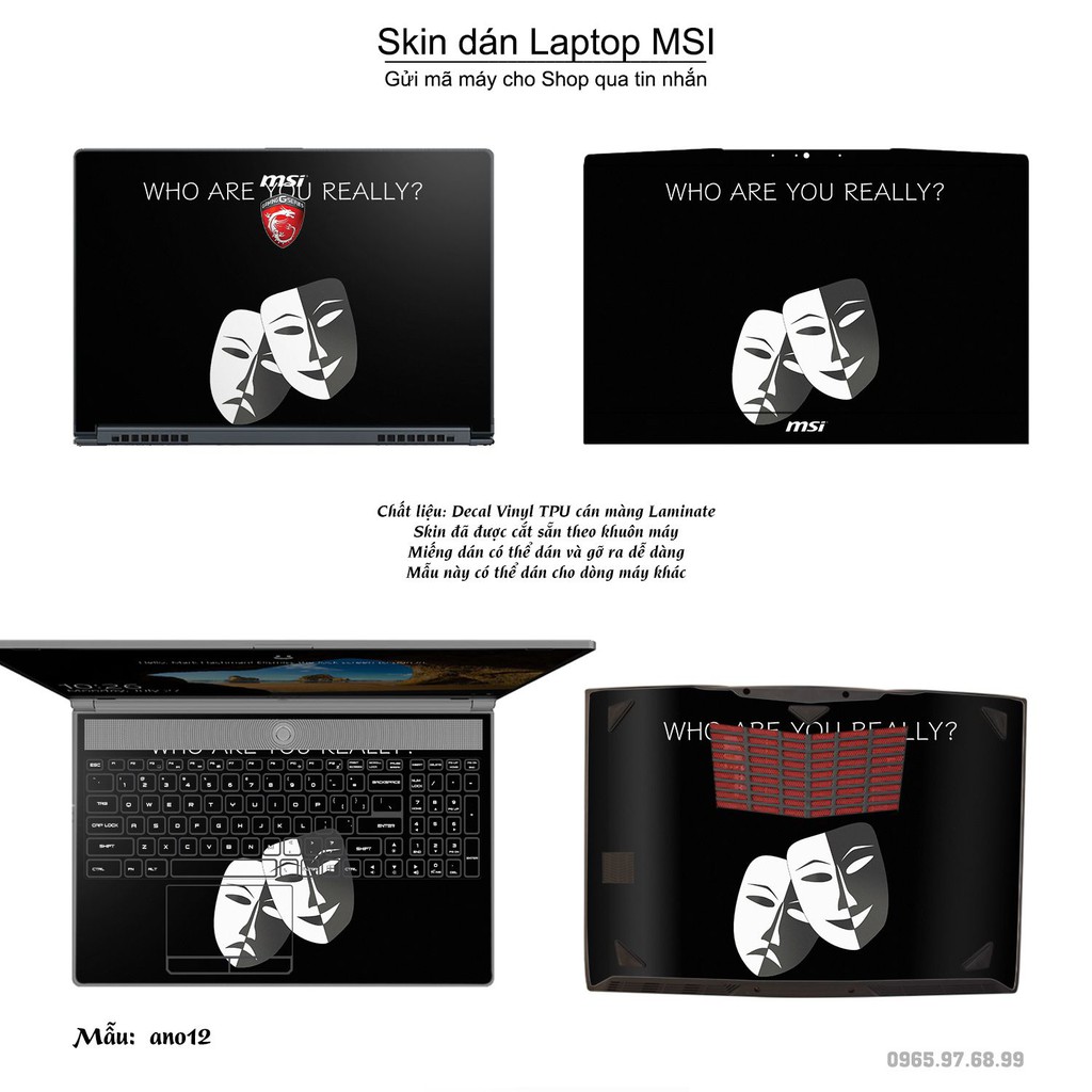 Skin dán Laptop MSI in hình Anonymous _nhiều mẫu 2 (inbox mã máy cho Shop)