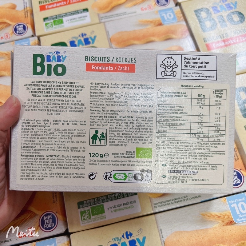 (HÀNG AIR) BÁNH QUY ĂN DẶM BABY BIO NỘI ĐỊA PHÁP  DÀNH CHO BÉ TỪ 10M