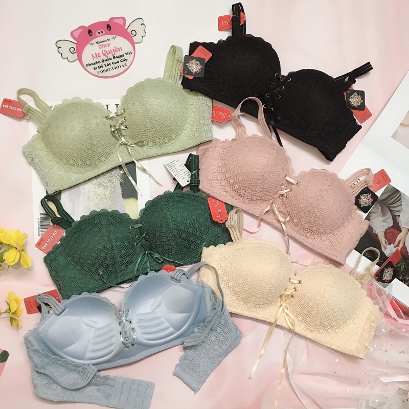 Áo lót ren nữ dây rút tạo khe ngực, mút bàn tay 2cm không gọng nâng ngực, hoạ tiết ren tinh tế quyến rũ cho nàng