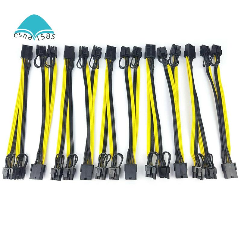 Bộ 10 Dây Cáp Sạc Thẻ Đồ Họa Pci-E Gpu Chuyển Đổi 8 Pin Sang Pcie 8 (6 + 2) Dài 20cm