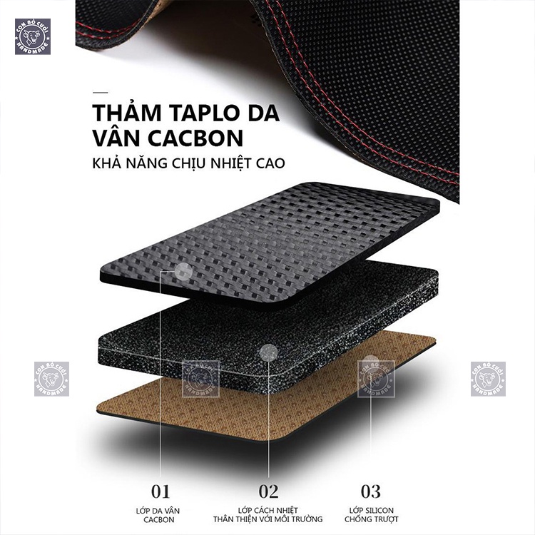 Thảm taplo da carbon chống trượt chống nóng chống chói không mùi da mới chuẩn form đủ mọi dòng xe hàng may trực tiếp