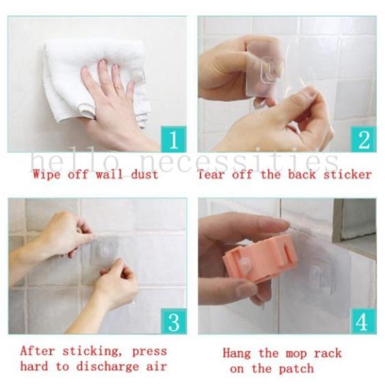 Móc dán tường kẹp giữ cây lau nhà Móc treo chổi chịu lực 6kg MS1626