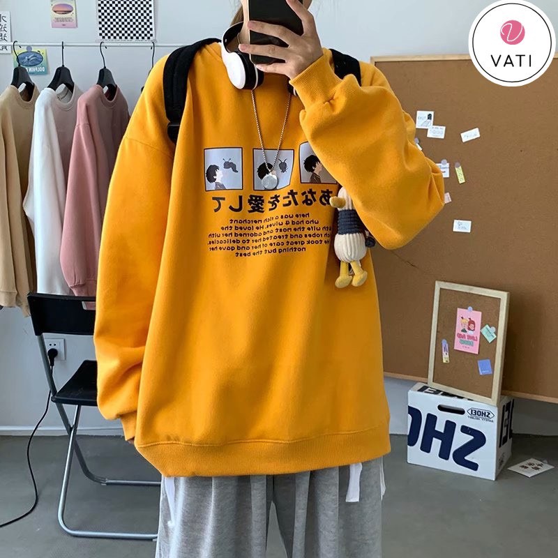 Áo Sweater Nam Nữ Unisex Dài Tay, Áo Sweater Cổ Tròn Form Rộng 43kg-68kg | BigBuy360 - bigbuy360.vn