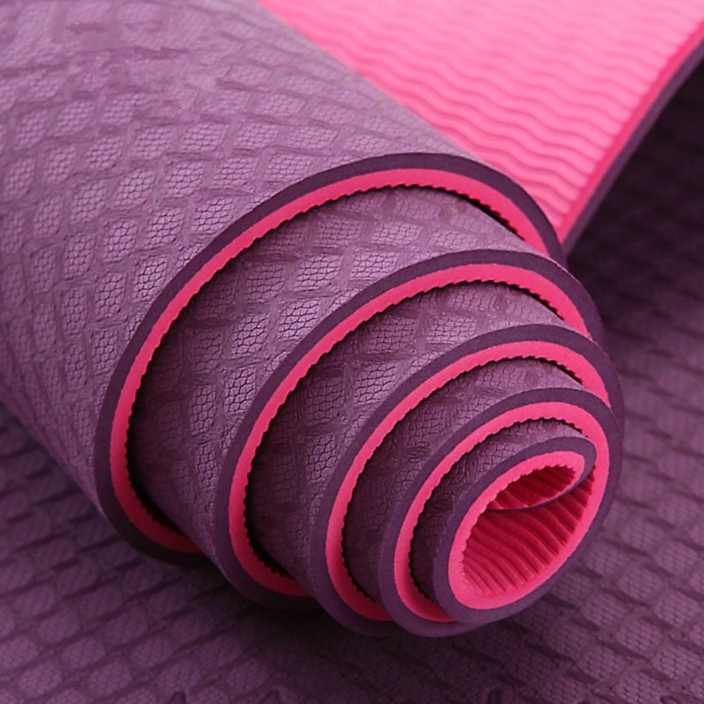 Thảm tập Yoga - Gym - thể dục TPE 2 lớp siêu bền chống trơn trượt loại 1 nhiều màu