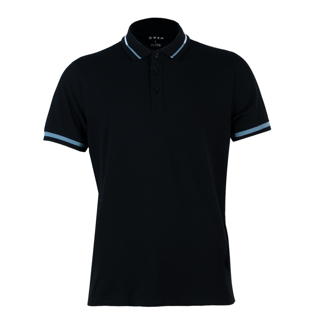 Áo thun nam có cổ polo OWEN APV220367 phông ngắn tay cao cấp dáng body fit màu xanh cobalt vải thun lạnh PE cool
