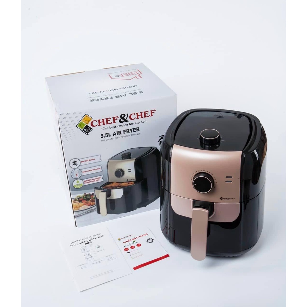 NỒI CHIÊN KHÔNG DẦU CHEF &amp; CHEF MODEL YJ-502 DUNG TÍCH 5,5L ( ĐIỆN MÁY NỘI ĐỊA TRUNG )