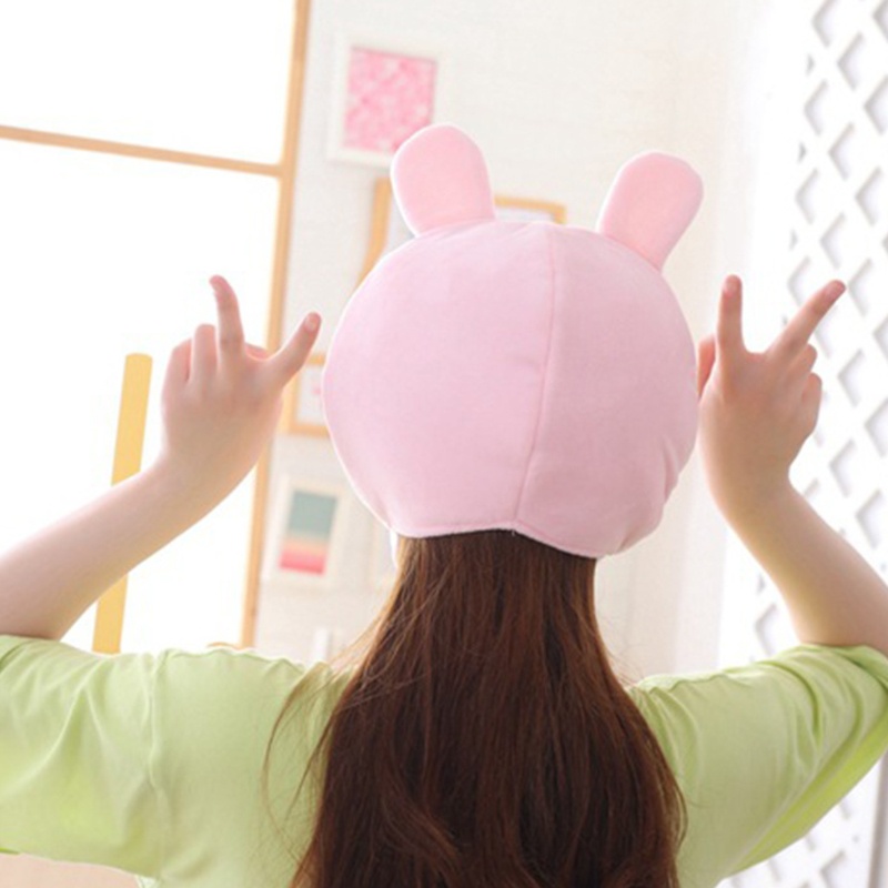 Mũ Tai Thỏ Bằng Lông Nhung Màu Hồng Thêu Họa Tiết Dễ Thương Dùng Làm Đạo Cụ Chụp Ảnh