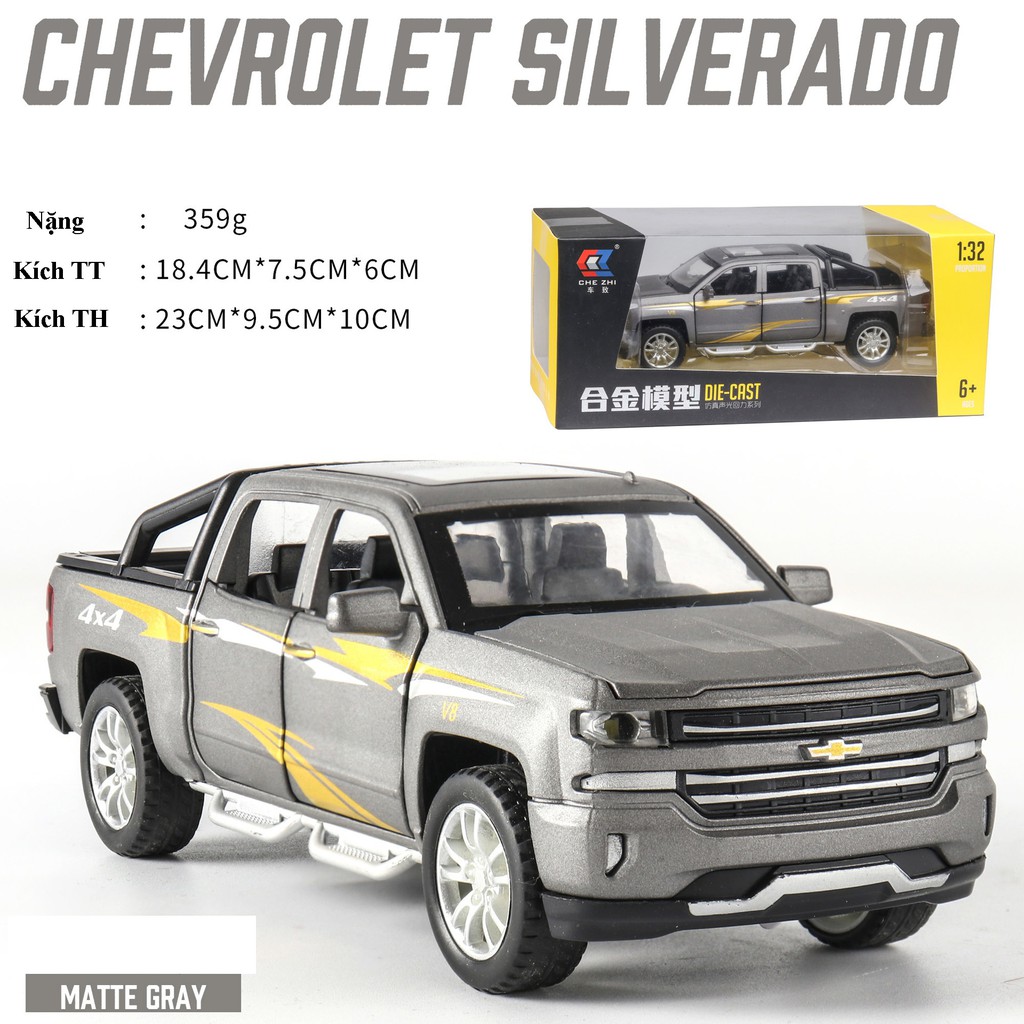 Đồ Chơi Trẻ Em Xe Mô Hình Chevrolet Silverado Kim Loại Chạy Cót