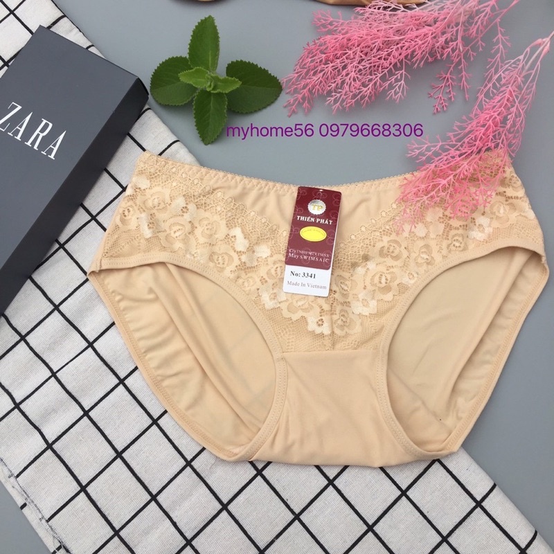 10 quần lót ren giữa size to xl vải thun lạnh siêu mát 55-65kg vừa 3341