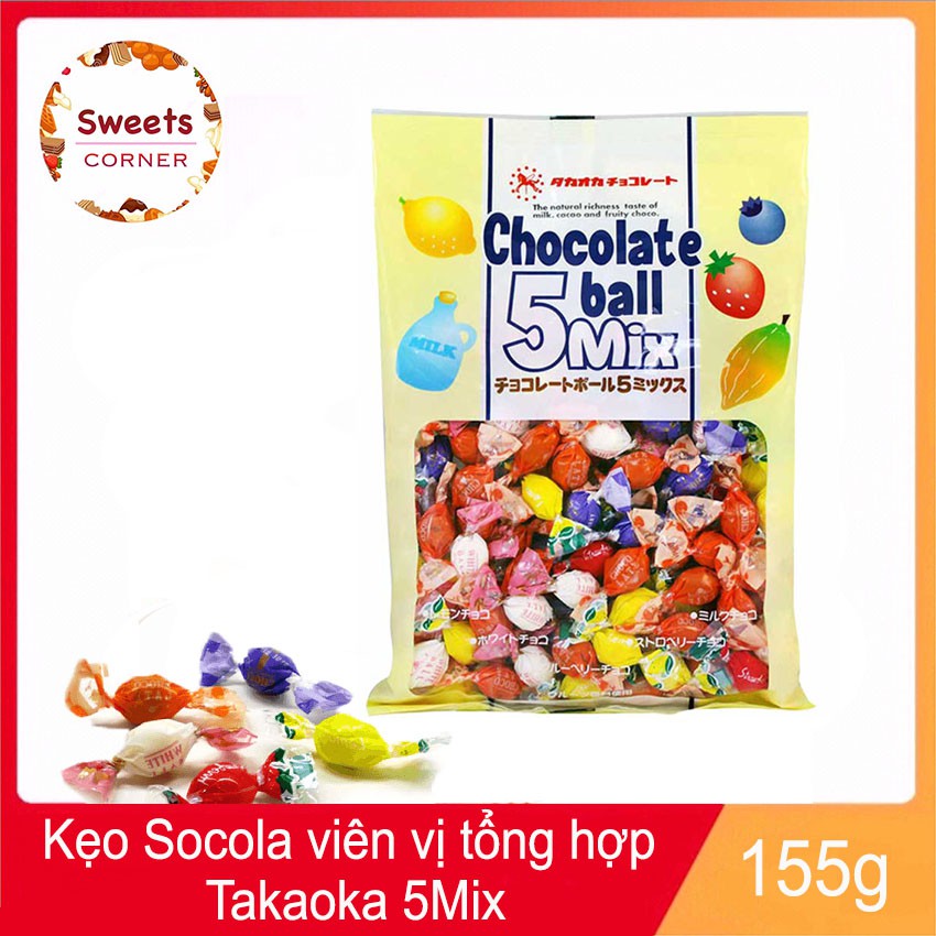 Kẹo Socola viên vị tổng hợp Takaoka Chocolate Ball 5Mix 155g