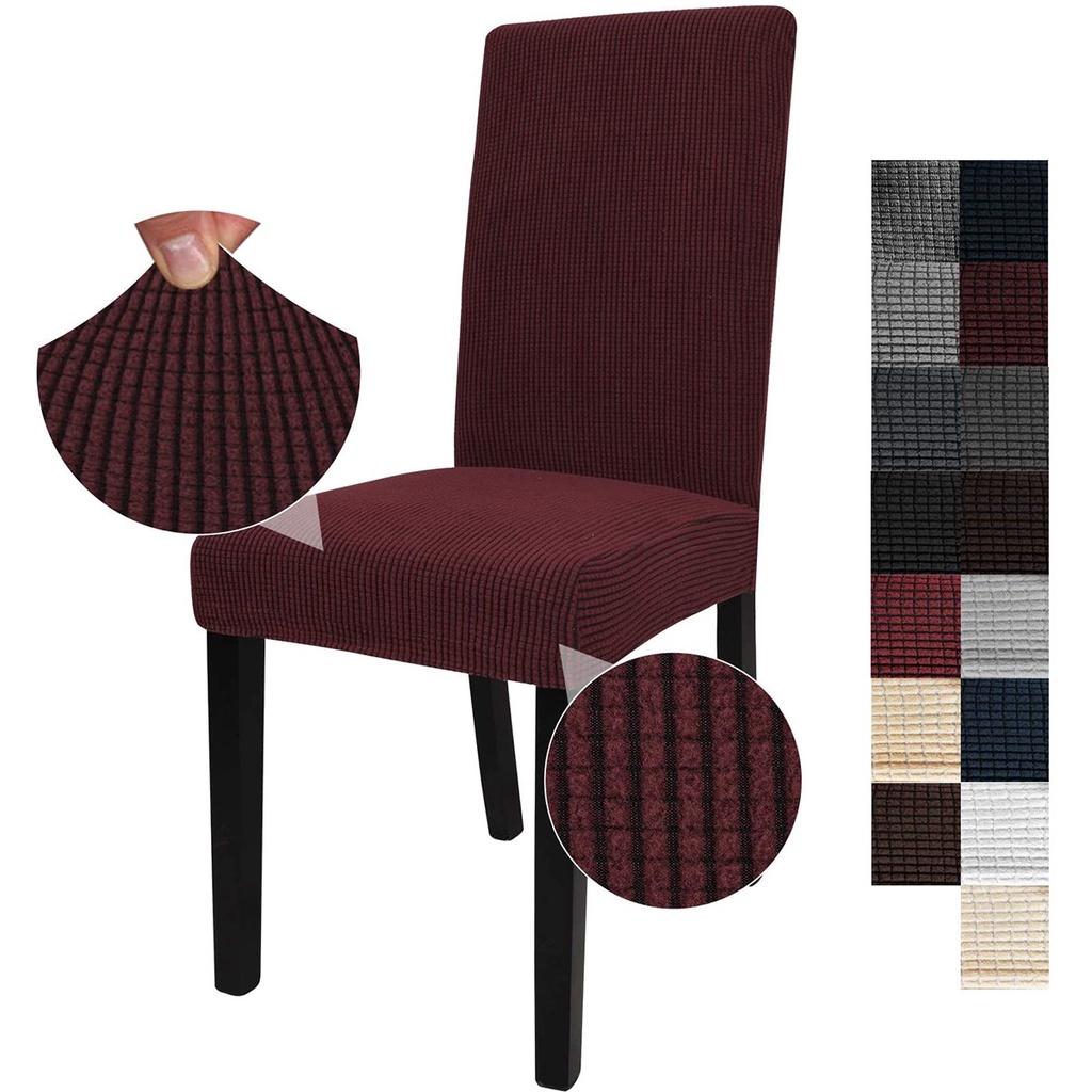 Vỏ Bọc Ghế Dệt Kim Co Giãn Màu Trơn Hai Lớp Phù Hợp Cho Khách Sạn