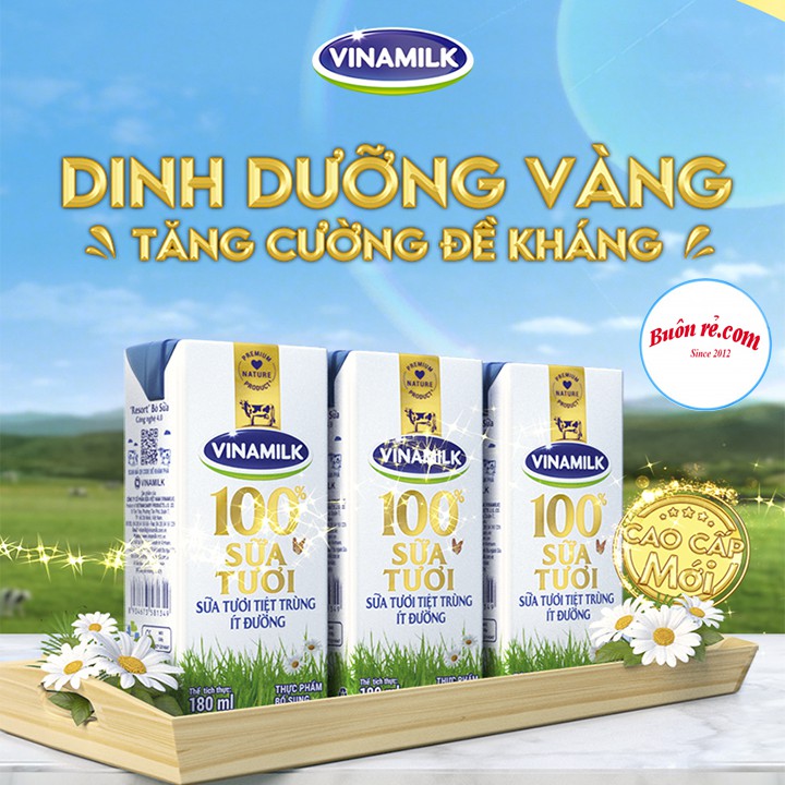 Sữa tươi Vinamik 100% nguyên chất - 1 vỉ 4 hộp 180ml - thơm ngon thuần khiết - 01218 - Buonrecom