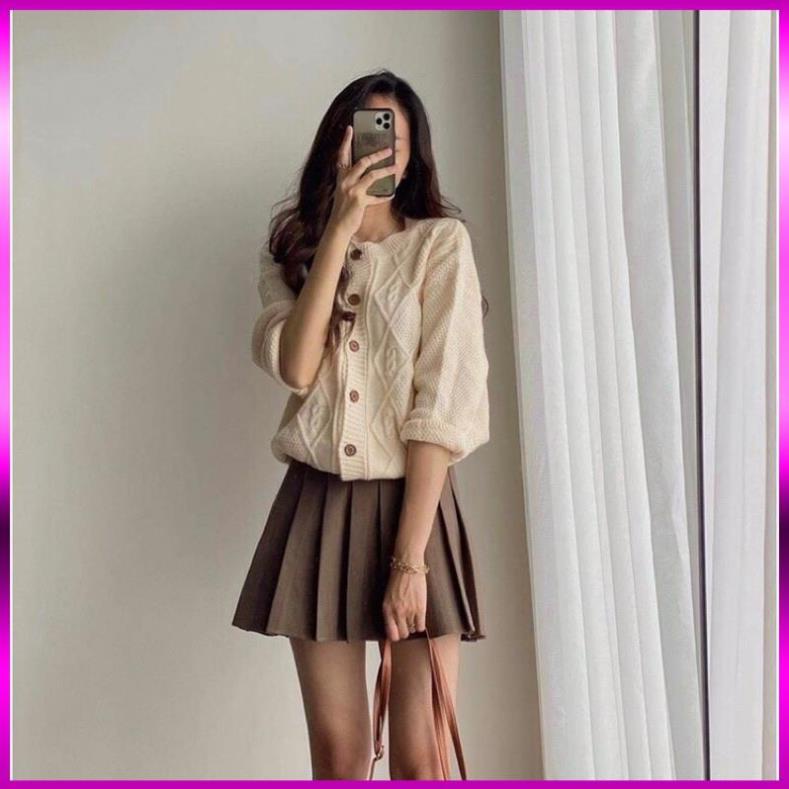 [ Xả Kho 3 Ngày ] CHÂN VÁY TENNIS NÂU SIÊU SANG,CHÂN VÁY XẾP LY CẠP CAO GHEN BỤNG MÀU NÂU | BigBuy360 - bigbuy360.vn